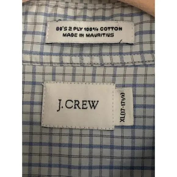 J. Crew Men's Blue Checked Cotton Long Sleeve Button Down Shirt Size XL - Picture 3 of 3